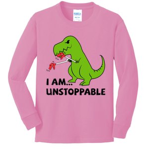 I'M UNSTOPPABLE T-Rex Dinosaur Funny Cute Trendy Kids Long Sleeve Shirt