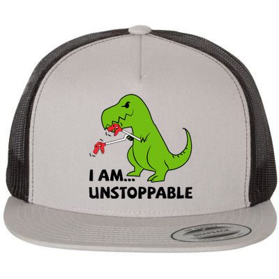 I'M UNSTOPPABLE T-Rex Dinosaur Funny Cute Trendy Flat Bill Trucker Hat