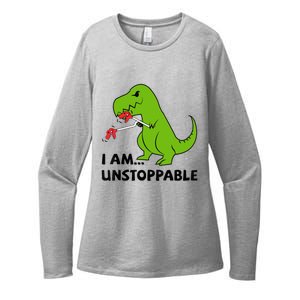 I'M UNSTOPPABLE T-Rex Dinosaur Funny Cute Trendy Womens CVC Long Sleeve Shirt