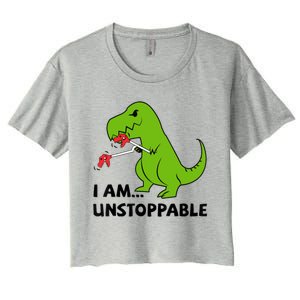 I'M UNSTOPPABLE T-Rex Dinosaur Funny Cute Trendy Women's Crop Top Tee