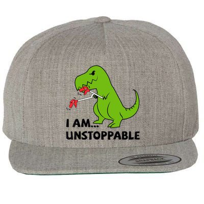 I'M UNSTOPPABLE T-Rex Dinosaur Funny Cute Trendy Wool Snapback Cap