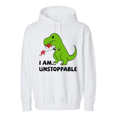 I'M UNSTOPPABLE T-Rex Dinosaur Funny Cute Trendy Garment-Dyed Fleece Hoodie