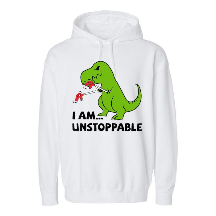 I'M UNSTOPPABLE T-Rex Dinosaur Funny Cute Trendy Garment-Dyed Fleece Hoodie
