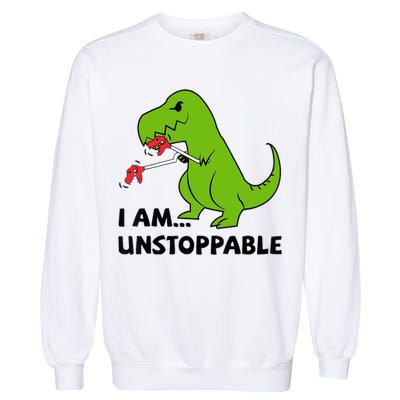 I'M UNSTOPPABLE T-Rex Dinosaur Funny Cute Trendy Garment-Dyed Sweatshirt