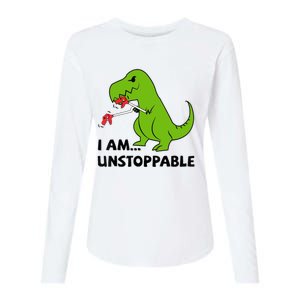 I'M UNSTOPPABLE T-Rex Dinosaur Funny Cute Trendy Womens Cotton Relaxed Long Sleeve T-Shirt