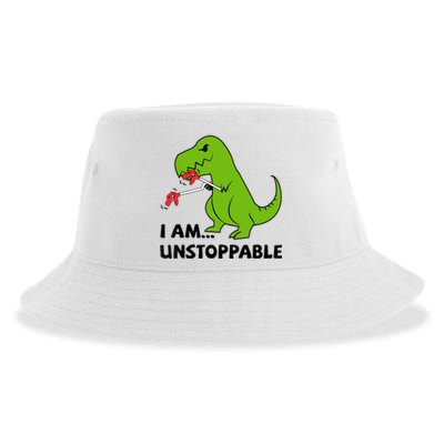 I'M UNSTOPPABLE T-Rex Dinosaur Funny Cute Trendy Sustainable Bucket Hat