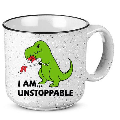 I'M UNSTOPPABLE T-Rex Dinosaur Funny Cute Trendy 15oz Campfire Ceramic Mug