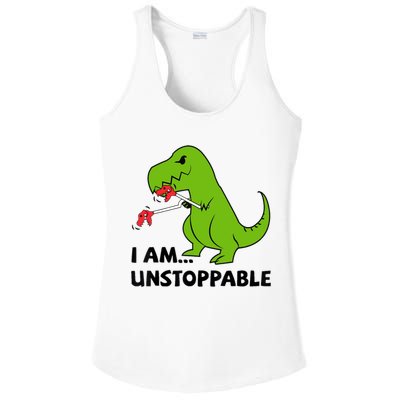I'M UNSTOPPABLE T-Rex Dinosaur Funny Cute Trendy Ladies PosiCharge Competitor Racerback Tank