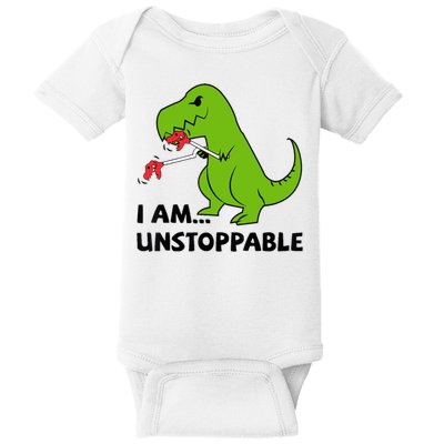 I'M UNSTOPPABLE T-Rex Dinosaur Funny Cute Trendy Baby Bodysuit