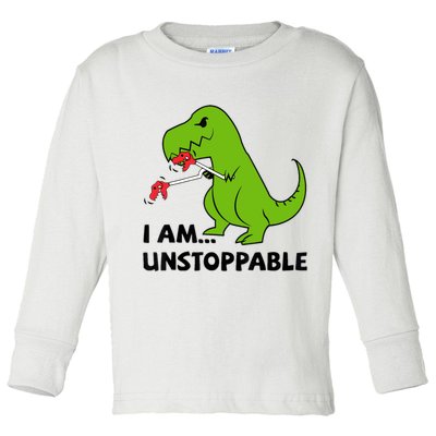 I'M UNSTOPPABLE T-Rex Dinosaur Funny Cute Trendy Toddler Long Sleeve Shirt