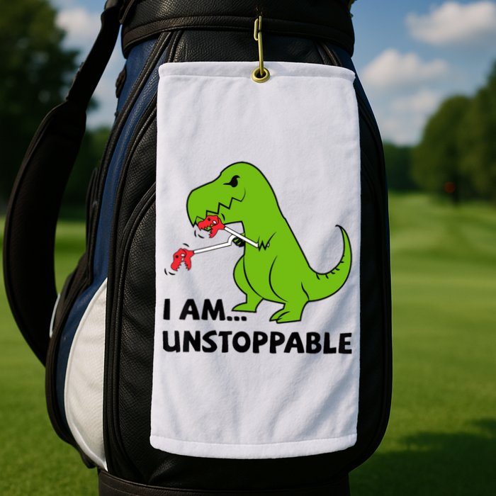 I'M UNSTOPPABLE T-Rex Dinosaur Funny Cute Trendy Golf Towel