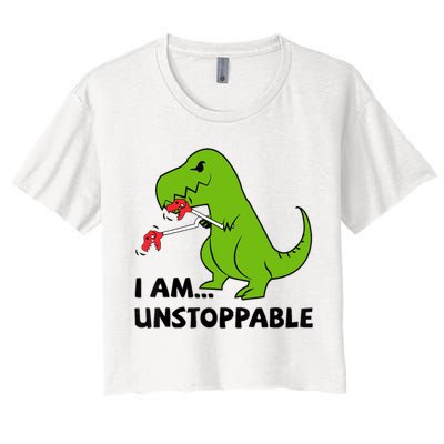 I'M UNSTOPPABLE T-Rex Dinosaur Funny Cute Trendy Crop Top