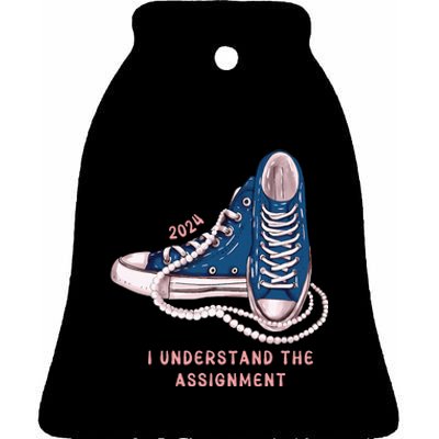 I Understand The Assignment Vote Blue Election 2024 Ceramic Bell Ornament