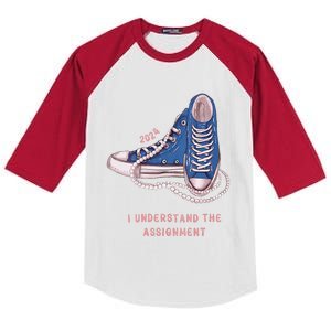 I Understand The Assignment Kamala Harris 2024 Election Kids Colorblock Raglan Jersey