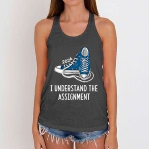 I Understand The Assignment Sneakers And Pearls Kamala 2024 Women's Knotted Racerback Tank