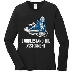 I Understand The Assignment Sneakers And Pearls Kamala 2024 Ladies Long Sleeve Shirt