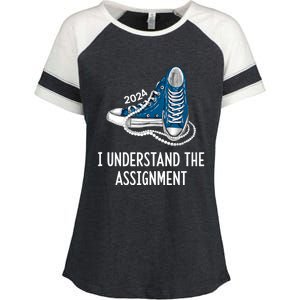 I Understand The Assignment Sneakers And Pearls Kamala 2024 Enza Ladies Jersey Colorblock Tee