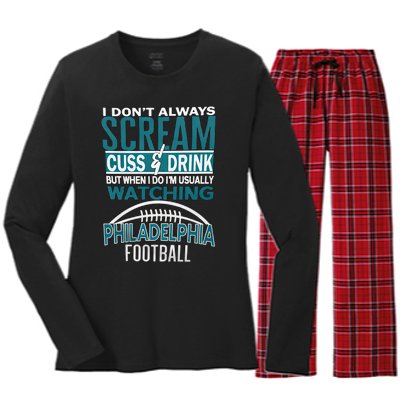 I'm Usually Watching Philadelphia Philly Football Champion Fan Lover Women's Long Sleeve Flannel Pajama Set 