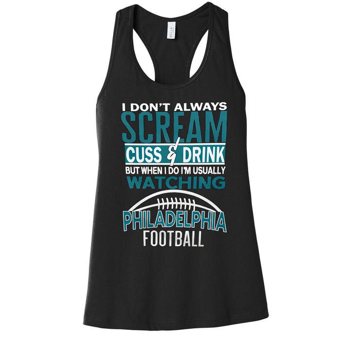 I'm Usually Watching Philadelphia Philly Football Champion Fan Lover Women's Racerback Tank