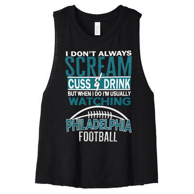 I'm Usually Watching Philadelphia Philly Football Champion Fan Lover Women's Racerback Cropped Tank