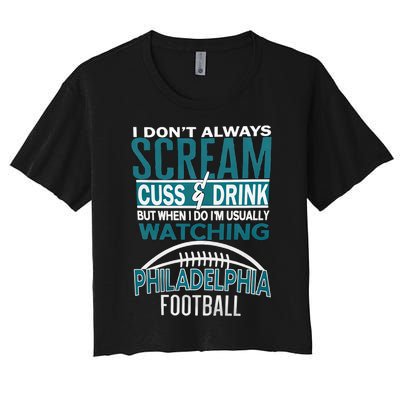 I'm Usually Watching Philadelphia Philly Football Champion Fan Lover Women's Crop Top Tee