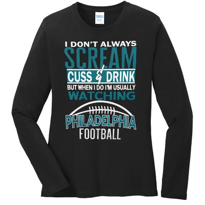 I'm Usually Watching Philadelphia Philly Football Champion Fan Lover Ladies Long Sleeve Shirt