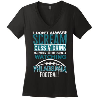 I'm Usually Watching Philadelphia Philly Football Champion Fan Lover Women's V-Neck T-Shirt