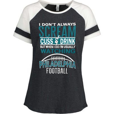 I'm Usually Watching Philadelphia Philly Football Champion Fan Lover Enza Ladies Jersey Colorblock Tee