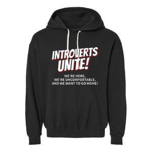 Introverts Unite Want To Go Home Gift Garment-Dyed Fleece Hoodie