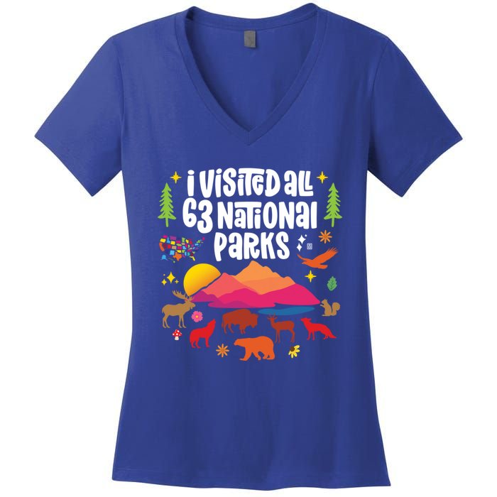 I Visited All 63 National Parks Great Gift Women's V-Neck T-Shirt