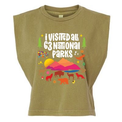 I Visited All 63 National Parks Great Gift Garment-Dyed Women's Muscle Tee