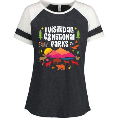 I Visited All 63 National Parks Cute Gift Enza Ladies Jersey Colorblock Tee