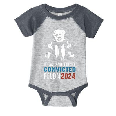 IM Voting Convicted Felon 2024 Trump Funny Quote Infant Baby Jersey Bodysuit