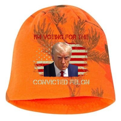 IM Voting Convicted Felon 2024 Trump 2024 Convicted Felon Kati - Camo Knit Beanie