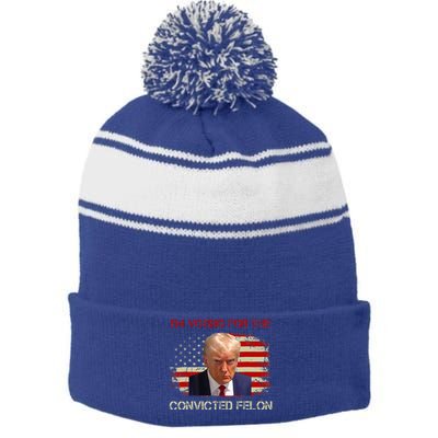 IM Voting Convicted Felon 2024 Trump 2024 Convicted Felon Stripe Pom Pom Beanie