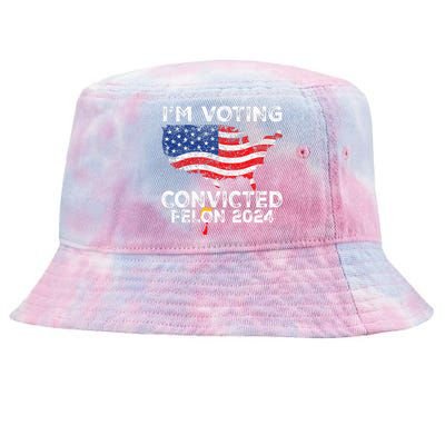 IM Voting Convicted Felon 2024 Funny Pro Trump Us Map Tie-Dyed Bucket Hat