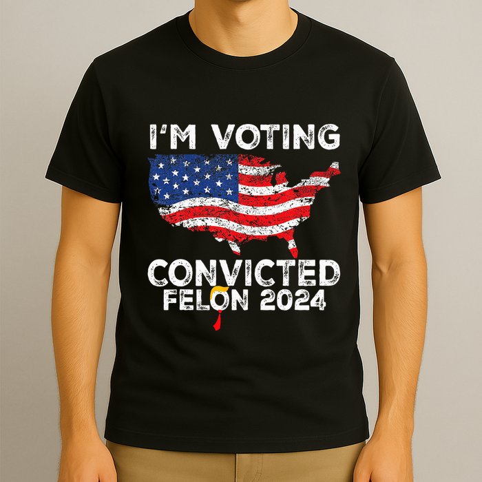 IM Voting Convicted Felon 2024 Pro Trump Us Map T-Shirt