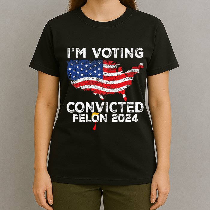 IM Voting Convicted Felon 2024 Pro Trump Us Map T-Shirt