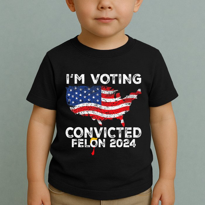 IM Voting Convicted Felon 2024 Pro Trump Us Map Toddler T-Shirt