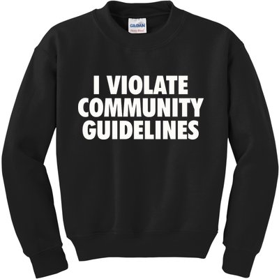 I Violate Community Guidelines Funny Sarcastic Kids Sweatshirt
