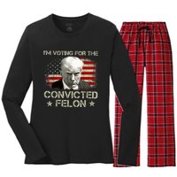 Im Voting Convicted Felon 2024 Trump 2024 Convicted Felon Women's Long Sleeve Flannel Pajama Set 