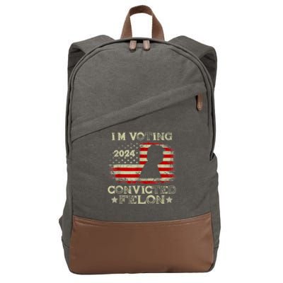 IM Voting Convicted Felon Funny Pro Trump 2024 Cotton Canvas Backpack