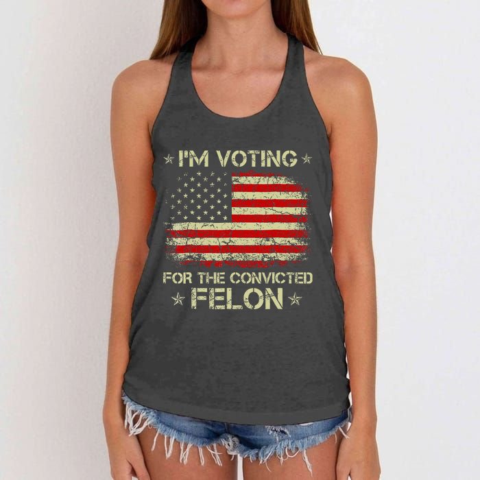 Im Voting Convicted Felon 2024 Trump 2024 Convicted Felon Women's Knotted Racerback Tank