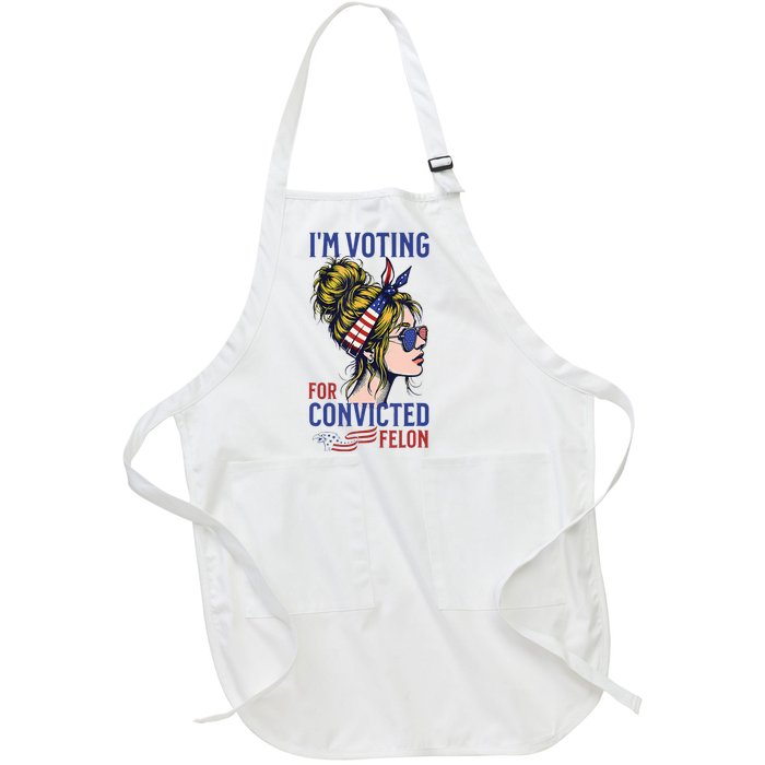 IM Voting Convicted Felon 2024 Messy Bun Full-Length Apron With Pockets