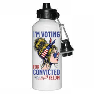 IM Voting Convicted Felon 2024 Messy Bun Aluminum Water Bottle