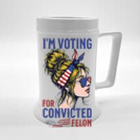 IM Voting Convicted Felon 2024 Messy Bun Beer Stein