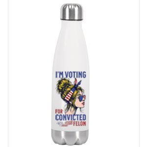 IM Voting Convicted Felon 2024 Messy Bun Stainless Steel Insulated Water Bottle