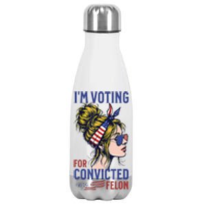 IM Voting Convicted Felon 2024 Messy Bun Stainless Steel Insulated Water Bottle