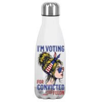 IM Voting Convicted Felon 2024 Messy Bun Stainless Steel Insulated Water Bottle