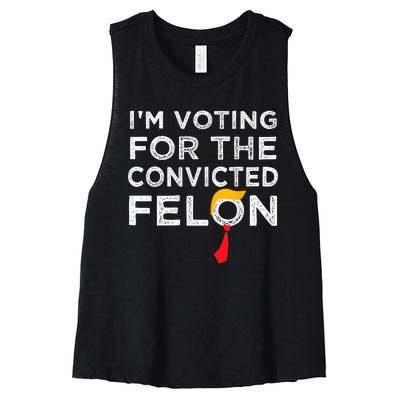 IM Voting Convicted Felon 2024 Trump 2024 Convicted Felon Women's Racerback Cropped Tank